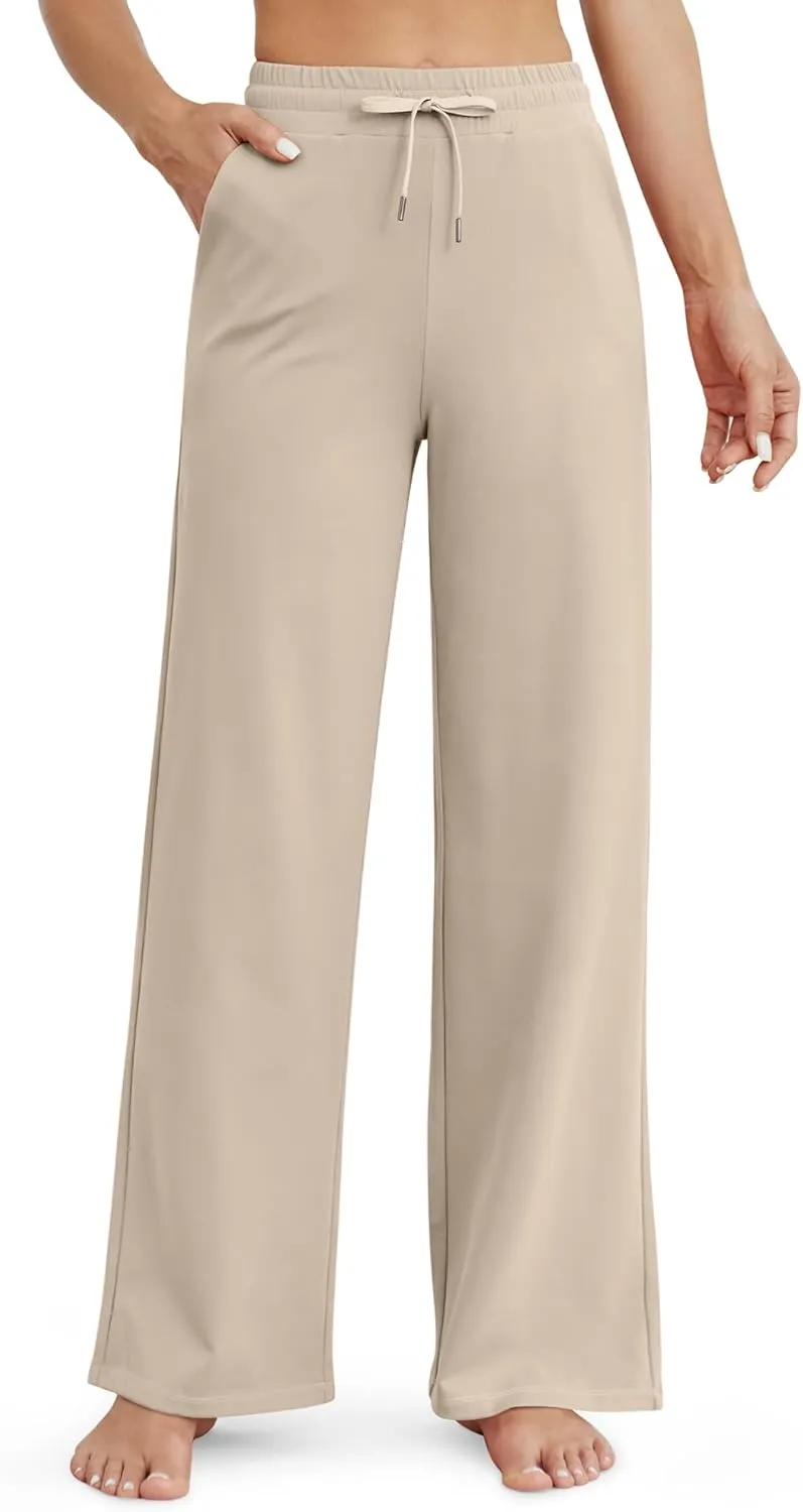G4Free Wide Leg Yoga Pants for Women Loose Casual Sweatpants Drawstring Stretch Pants with Pockets Petite/Regular/Tall