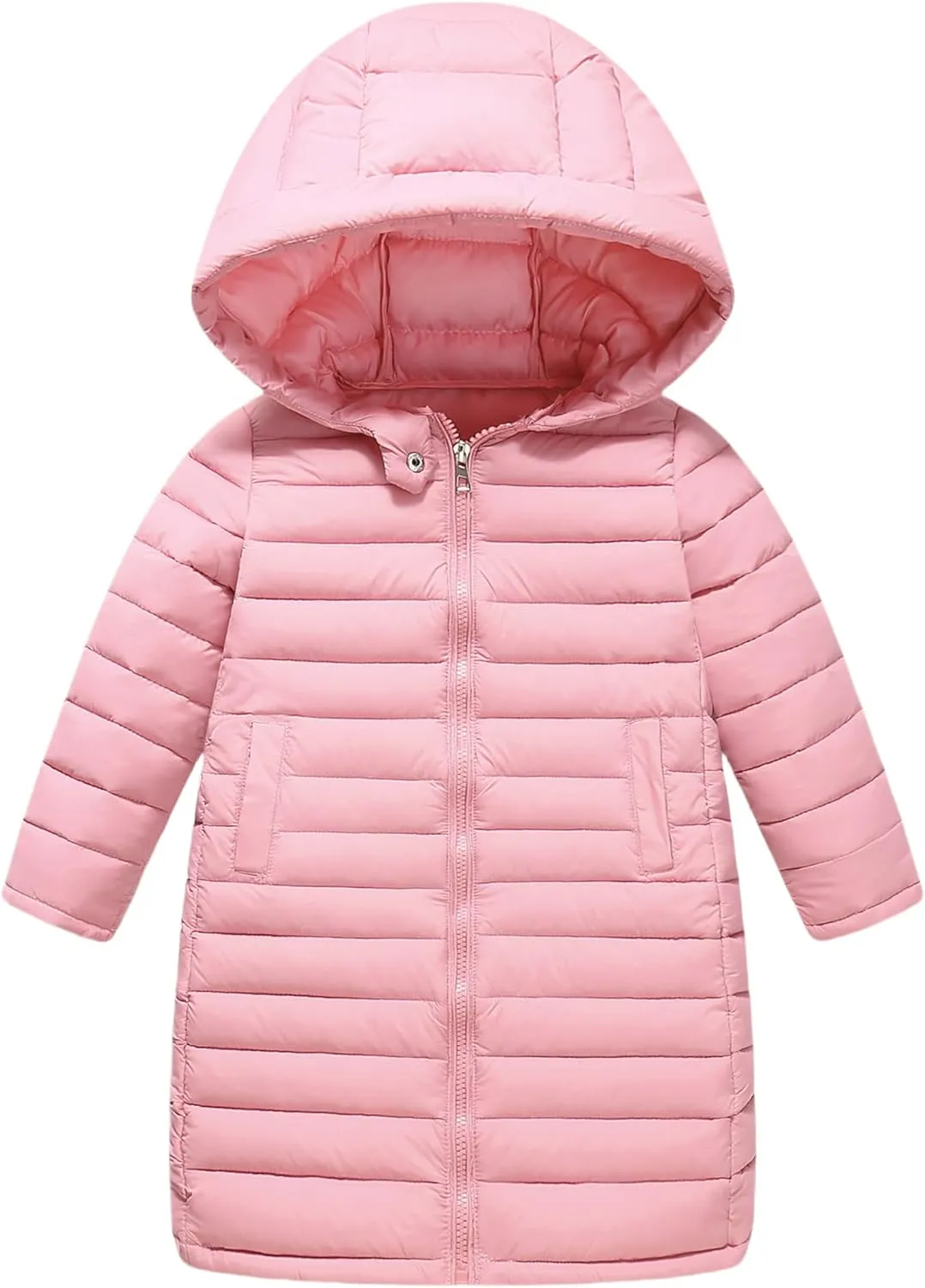 Happy Cherry Kids Long Down Coat Girls Zipper Puffer Hooded Jacket Boy's Lightweight Winter Jackets Outwear
