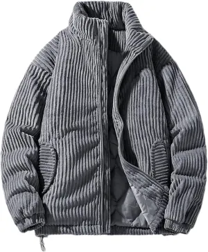 Hgvcfcv Men Corduroy Jacket Cotton-Padded Jacket Men's Coat Warm Stand-Up Collar Top