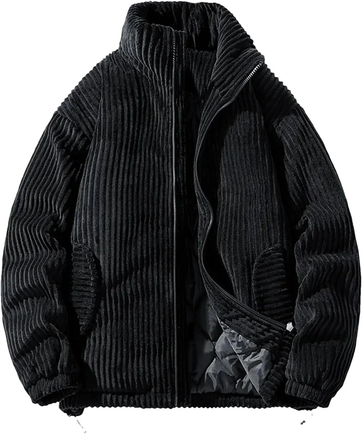 Hgvcfcv Men Corduroy Jacket Cotton-Padded Jacket Men's Coat Warm Stand-Up Collar Top