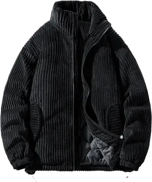 Hgvcfcv Men Corduroy Jacket Cotton-Padded Jacket Men's Coat Warm Stand-Up Collar Top