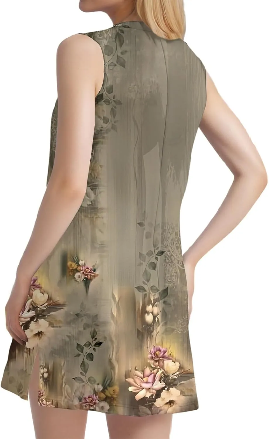 Hip Summer Sports Sundress Ladies Oversize Tanks Loose Fit Dress for Women Printed V Neck Comfort Dresses