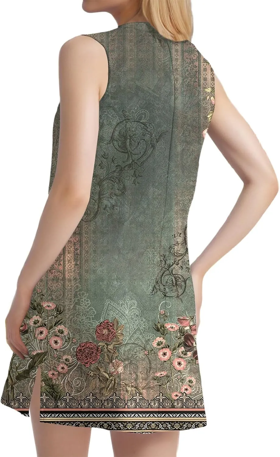 Hip Summer Sports Sundress Ladies Oversize Tanks Loose Fit Dress for Women Printed V Neck Comfort Dresses