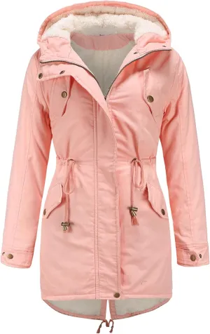 HOW'ON Women's Hooded Winter Coat Warm Fleeced Lined Long Jackets Thicken Parka Jacket