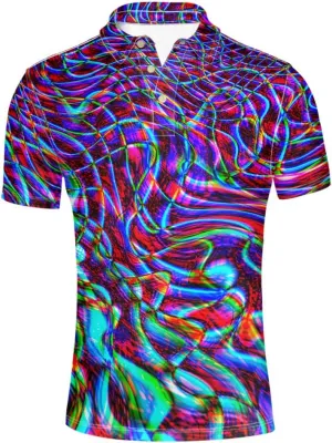 HUGS IDEA Novelty Summer Colorful Men's Short Sleevee Blouse Shirt Tees Tops T-Shirts