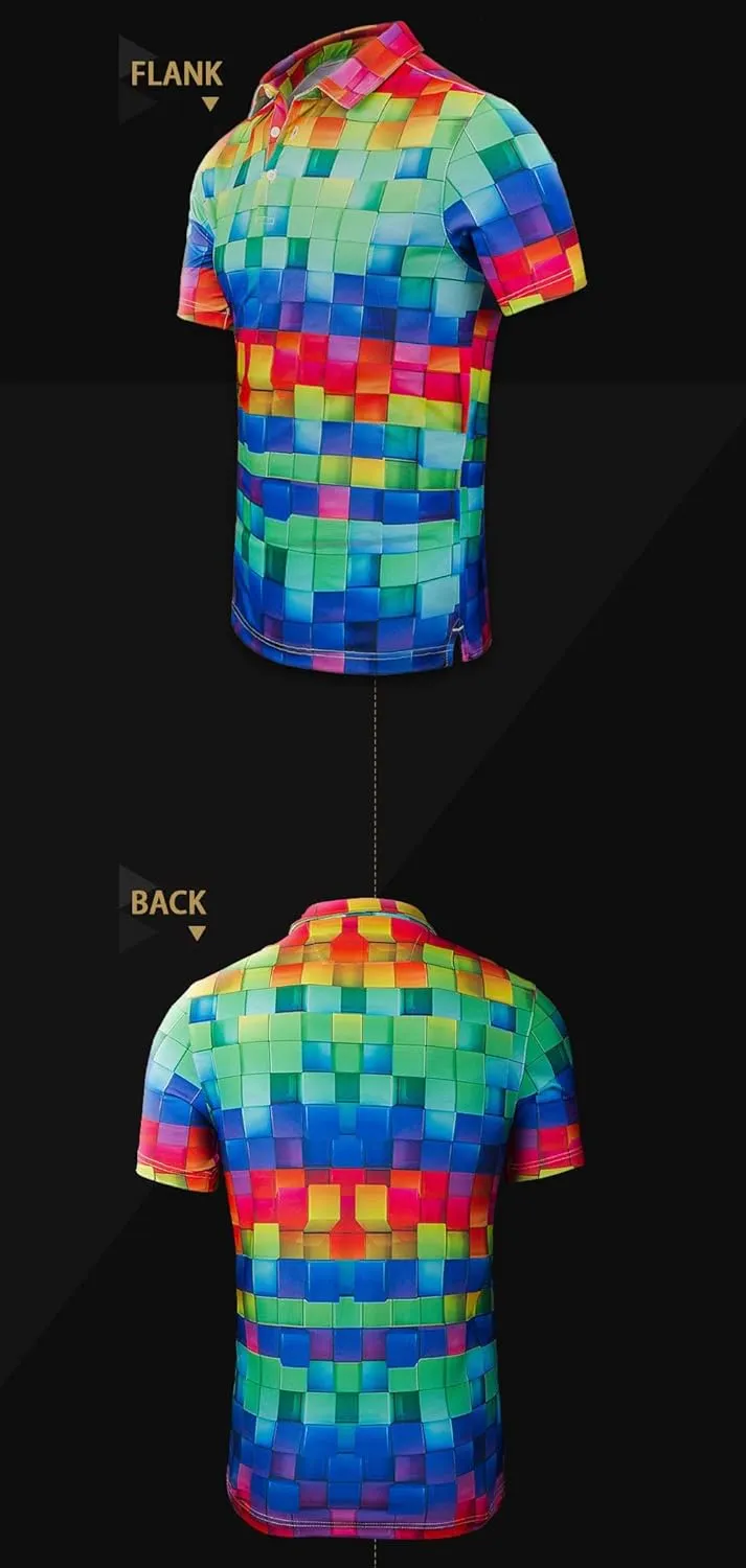 HUGS IDEA Novelty Summer Colorful Men's Short Sleevee Blouse Shirt Tees Tops T-Shirts