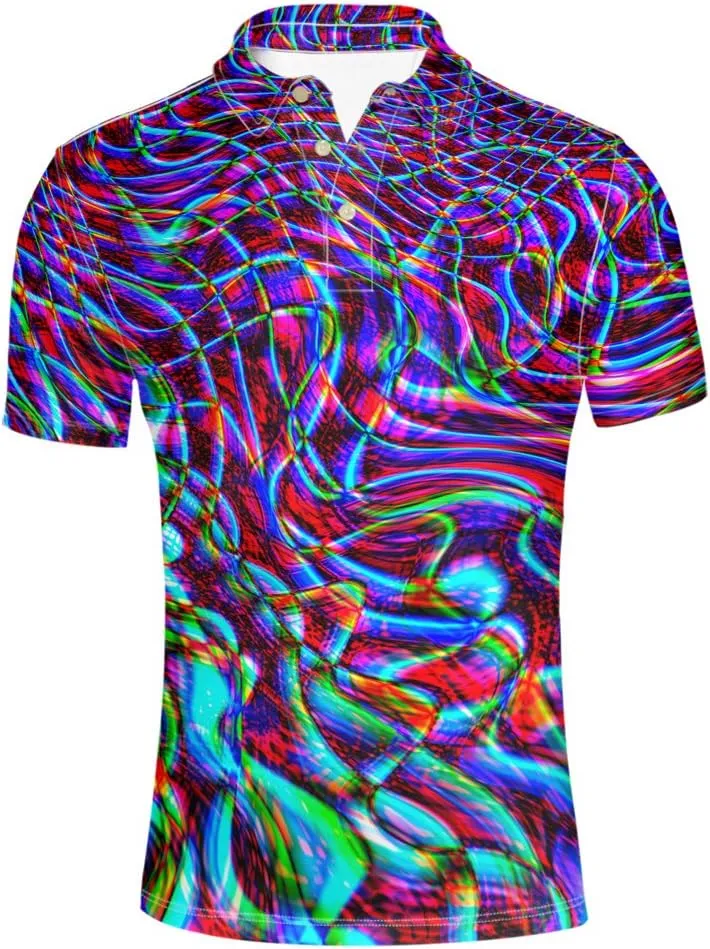 HUGS IDEA Novelty Summer Colorful Men's Short Sleevee Blouse Shirt Tees Tops T-Shirts