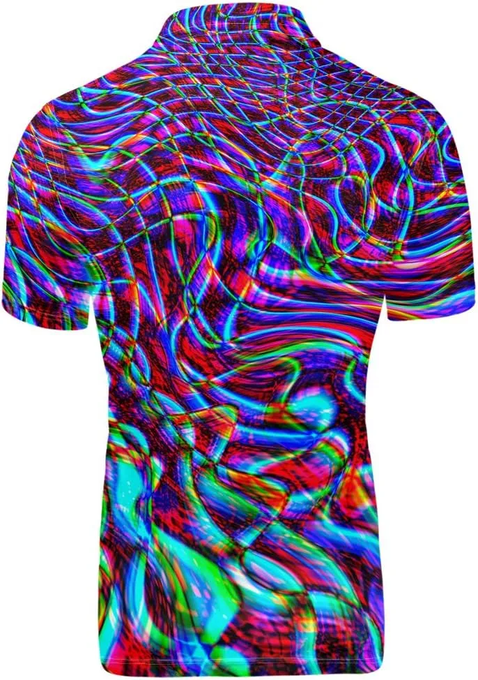 HUGS IDEA Novelty Summer Colorful Men's Short Sleevee Blouse Shirt Tees Tops T-Shirts