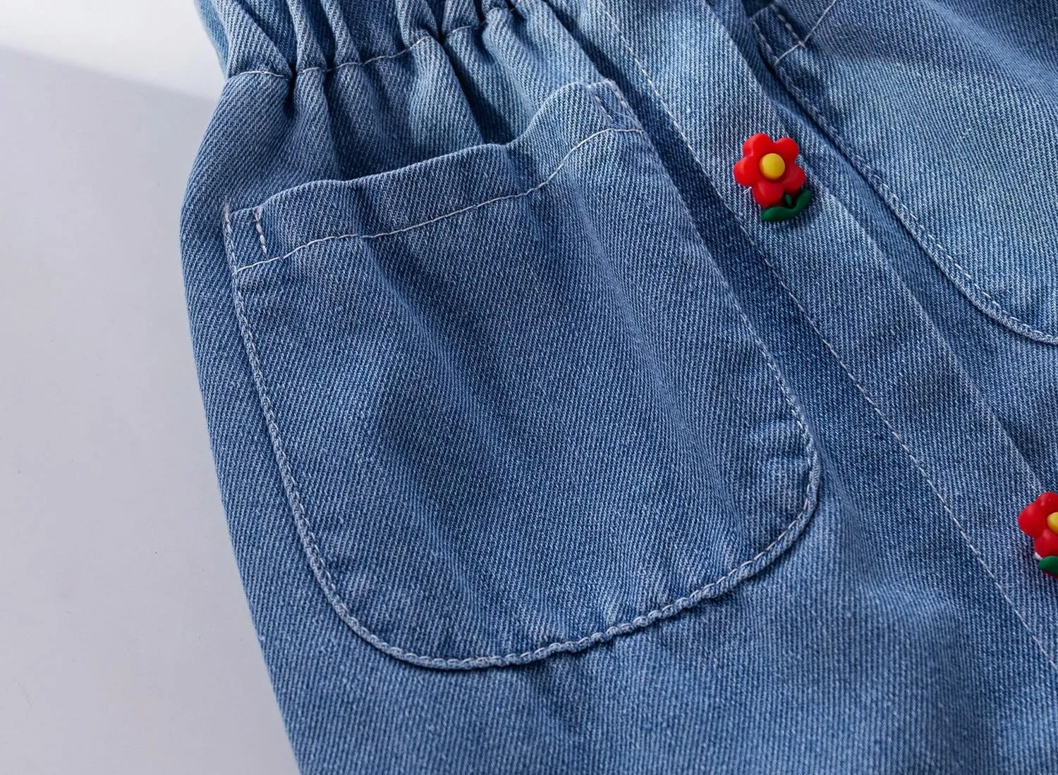 Hwafan Toddler Girls Classic Solid Color Jeans Skirts Baby Girls Casual Comfort Flowers Print Denim Skorts