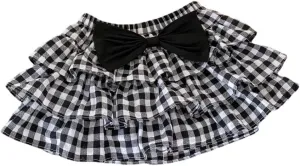 Hwafan Toddler Girls Summer Casual Comfort Solid Color Pleated Skirts Baby Girls Classic Plaid Bowknot Daily Wear Skorts