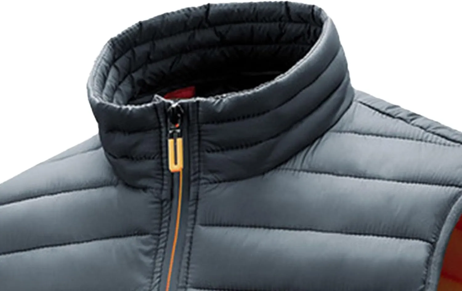 JEsilunmaMY Men's Casual Padded Vest Coats Sleeveless Stand Collar Zip Cotton Vest Jacket Lightweight Packable Puffer Vest