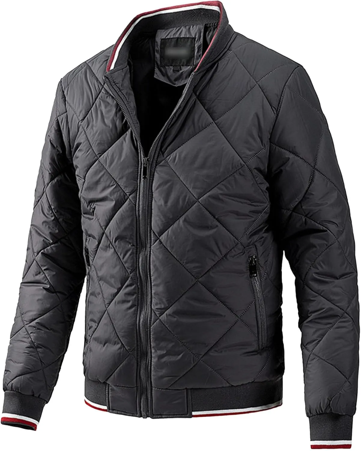JEsilunmaMY Men's Diamond Quilted Varsity Jacket Winter Coat Windproof Bomber Jacket Baseball Casual Cotton Padded Jacket