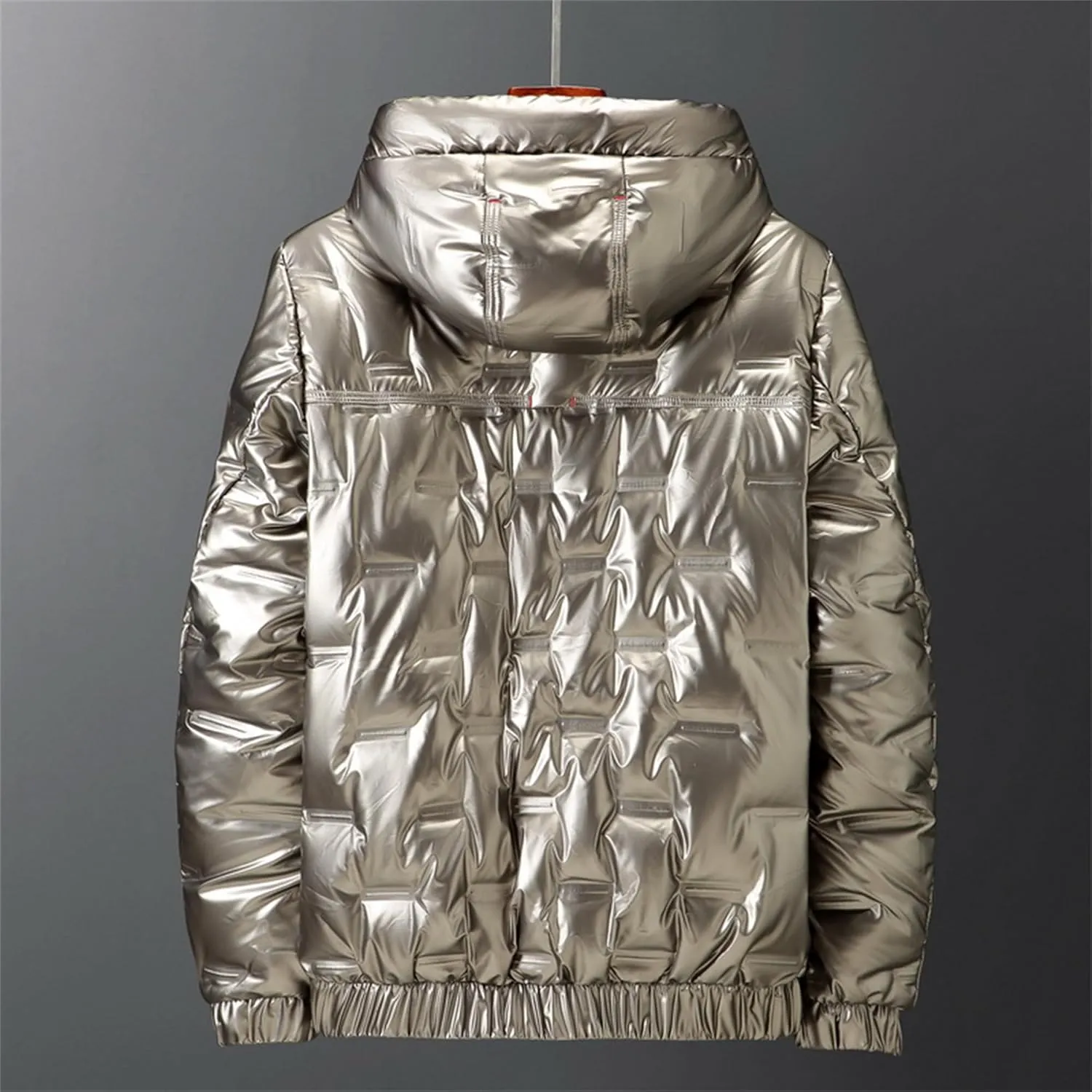 JEsilunmaMY Men's Thicken Shiny Puffer Jacket Winter Coat Zip Up Hooded Parka Down Jacket Waterproof Warm Snow Ski Puffy Coat