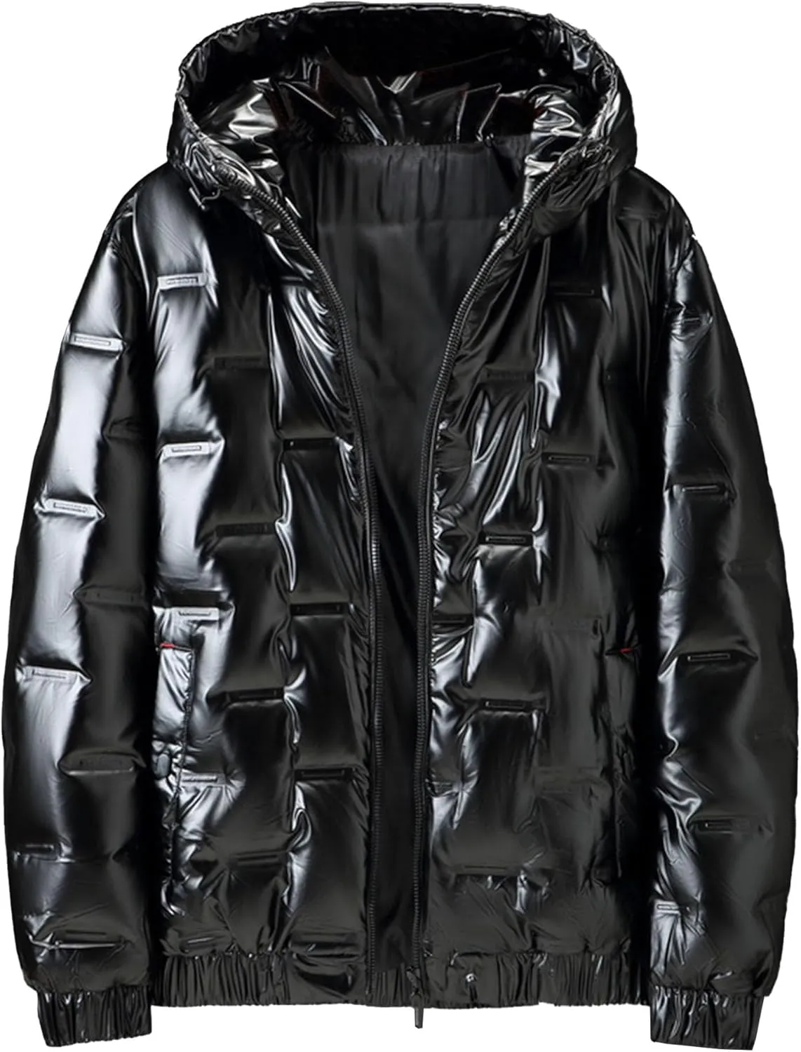 JEsilunmaMY Men's Thicken Shiny Puffer Jacket Winter Coat Zip Up Hooded Parka Down Jacket Waterproof Warm Snow Ski Puffy Coat