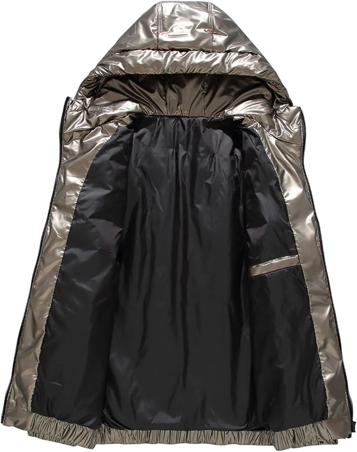 JEsilunmaMY Men's Thicken Shiny Puffer Jacket Winter Coat Zip Up Hooded Parka Down Jacket Waterproof Warm Snow Ski Puffy Coat