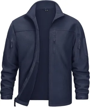 KEFITEVD Men's Tactical Fleece Jackets Full Zip Casual Outdoor Winter Warm Jacket Multi Pockets