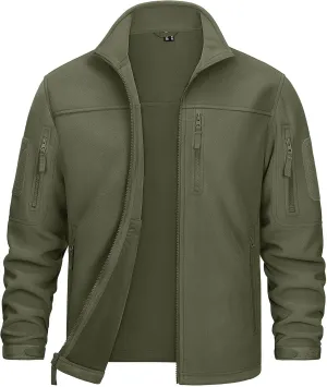 KEFITEVD Men's Tactical Fleece Jackets Full Zip Casual Outdoor Winter Warm Jacket Multi Pockets