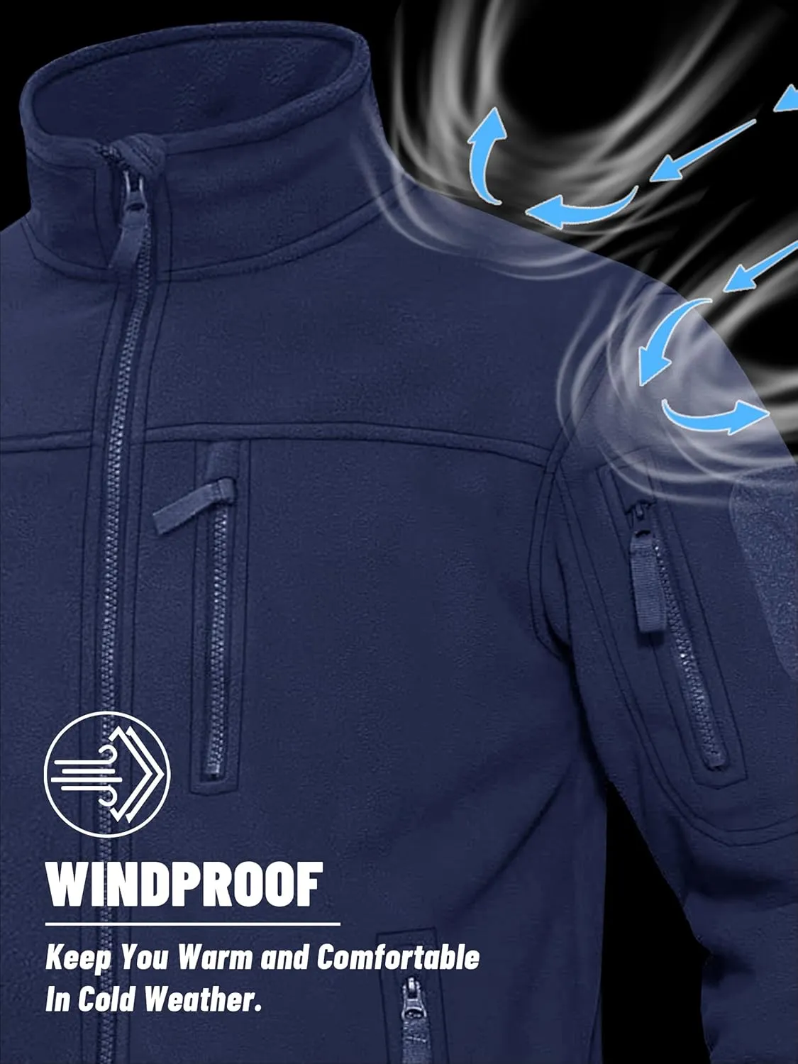 KEFITEVD Men's Tactical Fleece Jackets Full Zip Casual Outdoor Winter Warm Jacket Multi Pockets