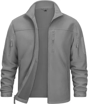 KEFITEVD Men's Tactical Fleece Jackets Full Zip Casual Outdoor Winter Warm Jacket Multi Pockets
