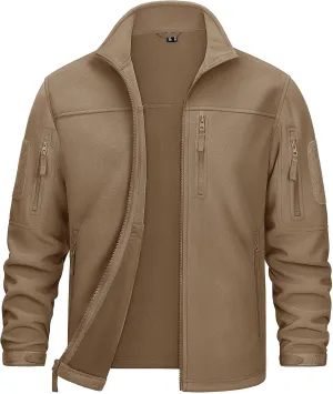 KEFITEVD Men's Tactical Fleece Jackets Full Zip Casual Outdoor Winter Warm Jacket Multi Pockets