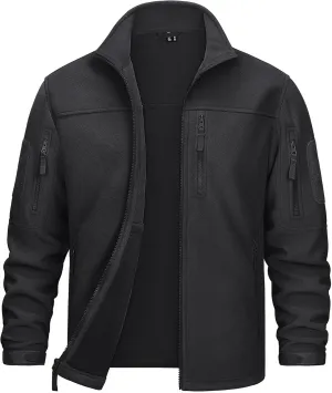 KEFITEVD Men's Tactical Fleece Jackets Full Zip Casual Outdoor Winter Warm Jacket Multi Pockets