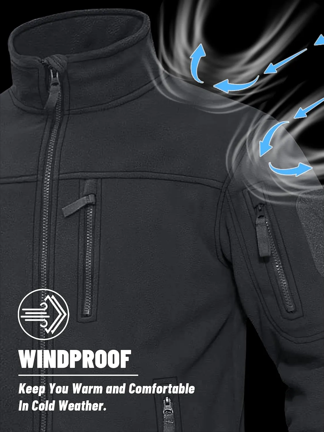 KEFITEVD Men's Tactical Fleece Jackets Full Zip Casual Outdoor Winter Warm Jacket Multi Pockets