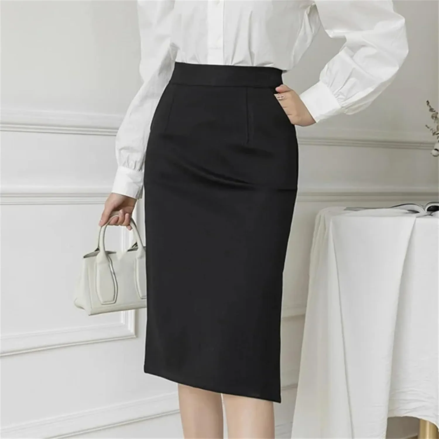 Korean High Wiast Office Skirt Women Summer Bodycon Long Skirts Elegant Midi Pencil Skirt