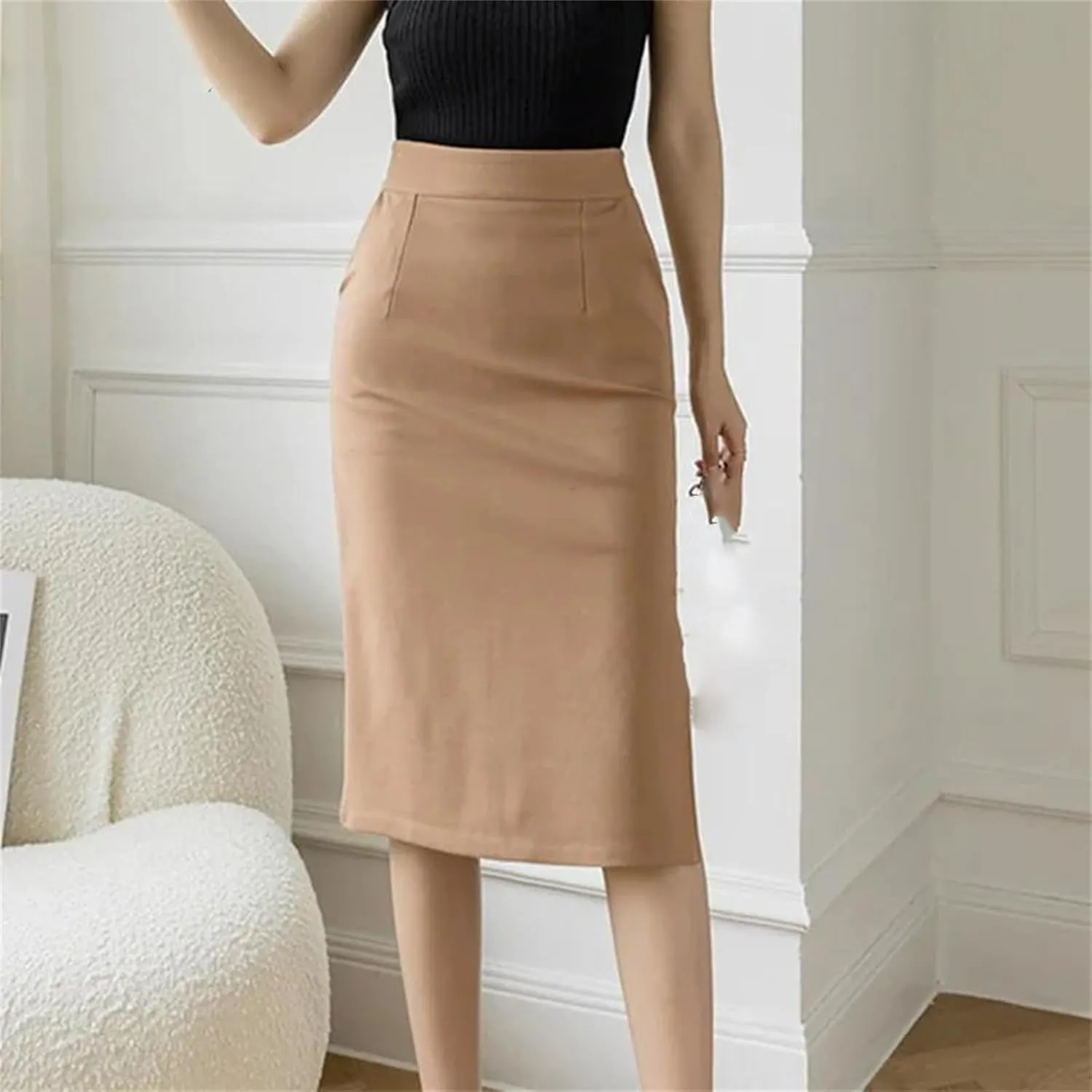 Korean High Wiast Office Skirt Women Summer Bodycon Long Skirts Elegant Midi Pencil Skirt