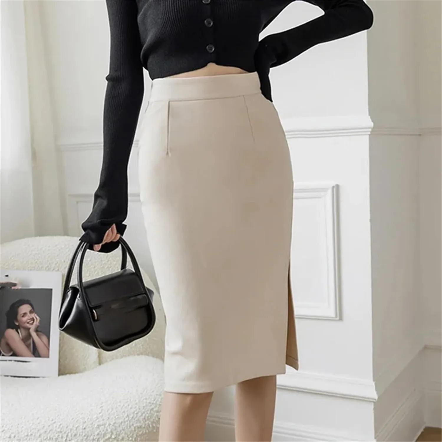 Korean High Wiast Office Skirt Women Summer Bodycon Long Skirts Elegant Midi Pencil Skirt