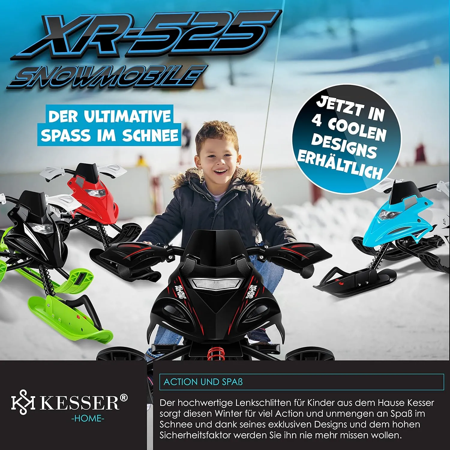 Luge dirigeable avec 2 Freins  Pied | Cble de Traction Automatique | Suspension | Direction sur Patins | Bob Luge pour Enfants - Fitnessterapy
