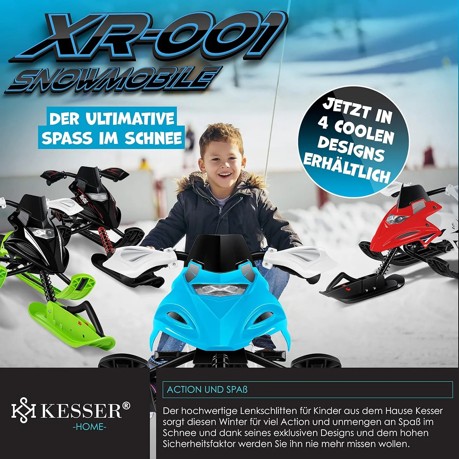 Luge dirigeable avec 2 Freins  Pied | Cble de Traction Automatique | Suspension | Direction sur Patins | Bob Luge pour Enfants - Fitnessterapy