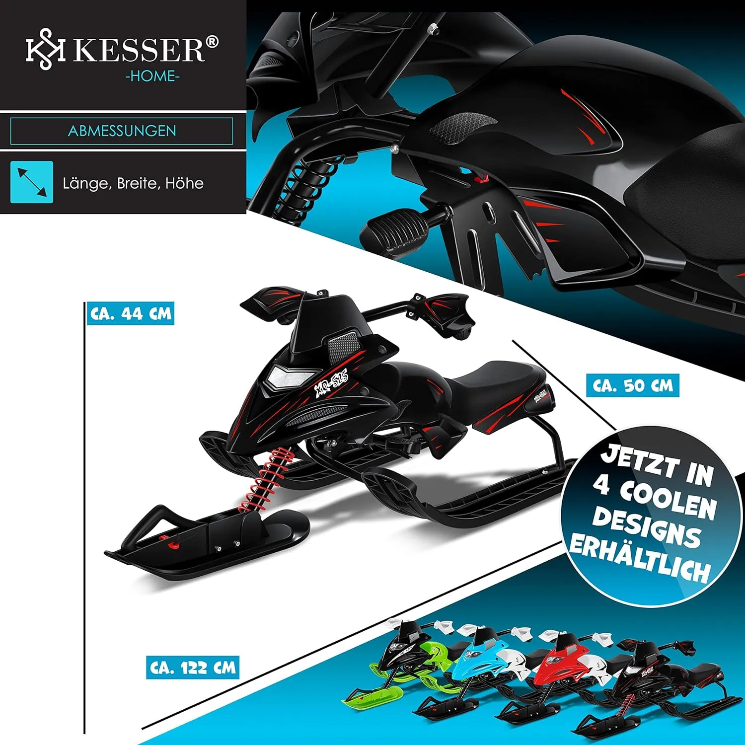 Luge dirigeable avec 2 Freins  Pied | Cble de Traction Automatique | Suspension | Direction sur Patins | Bob Luge pour Enfants - Fitnessterapy