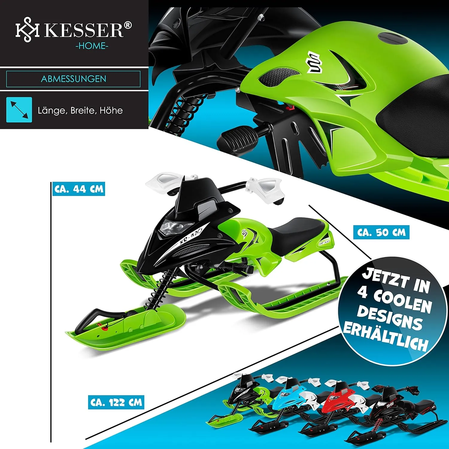 Luge dirigeable avec 2 Freins  Pied | Cble de Traction Automatique | Suspension | Direction sur Patins | Bob Luge pour Enfants - Fitnessterapy