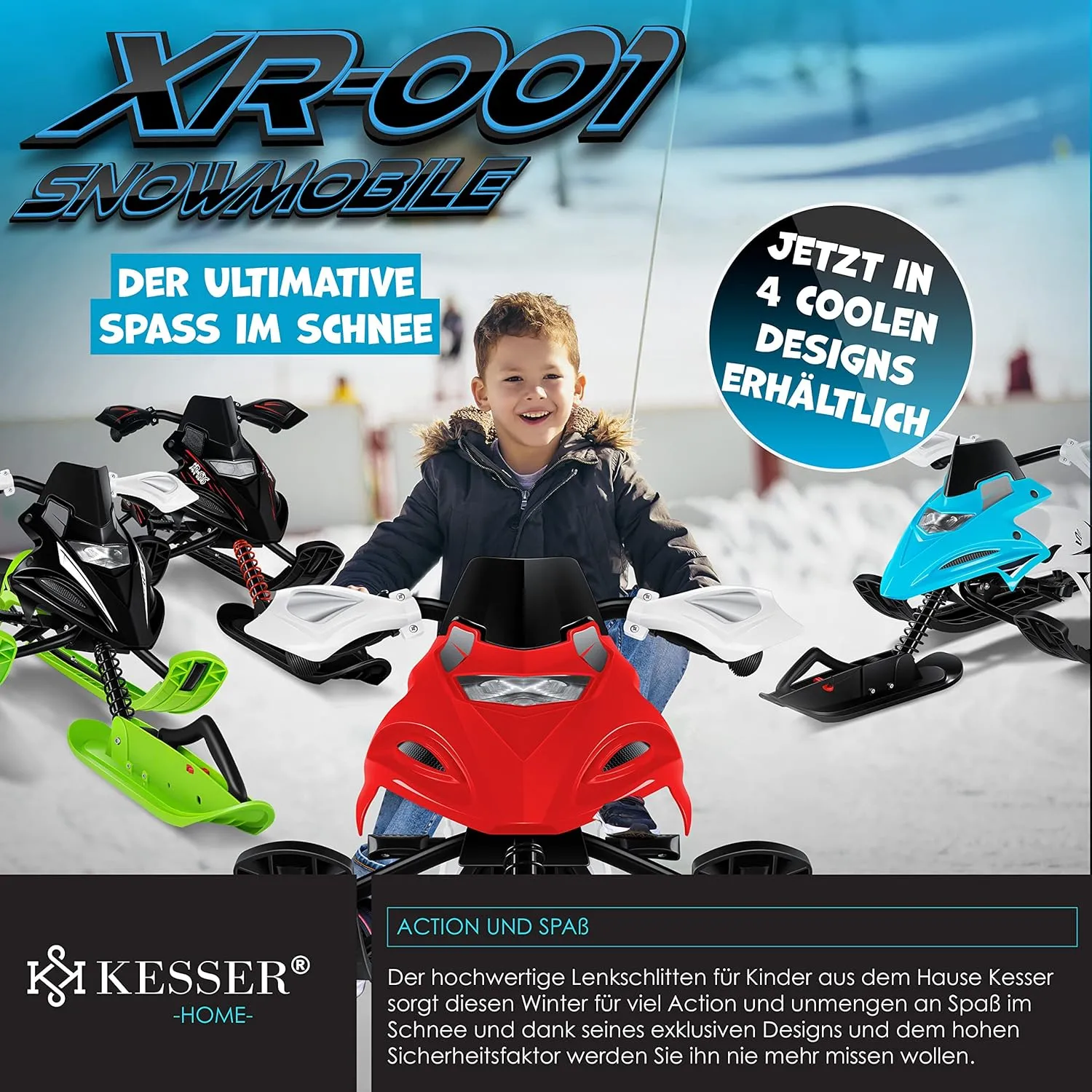 Luge dirigeable avec 2 Freins  Pied | Cble de Traction Automatique | Suspension | Direction sur Patins | Bob Luge pour Enfants - Fitnessterapy