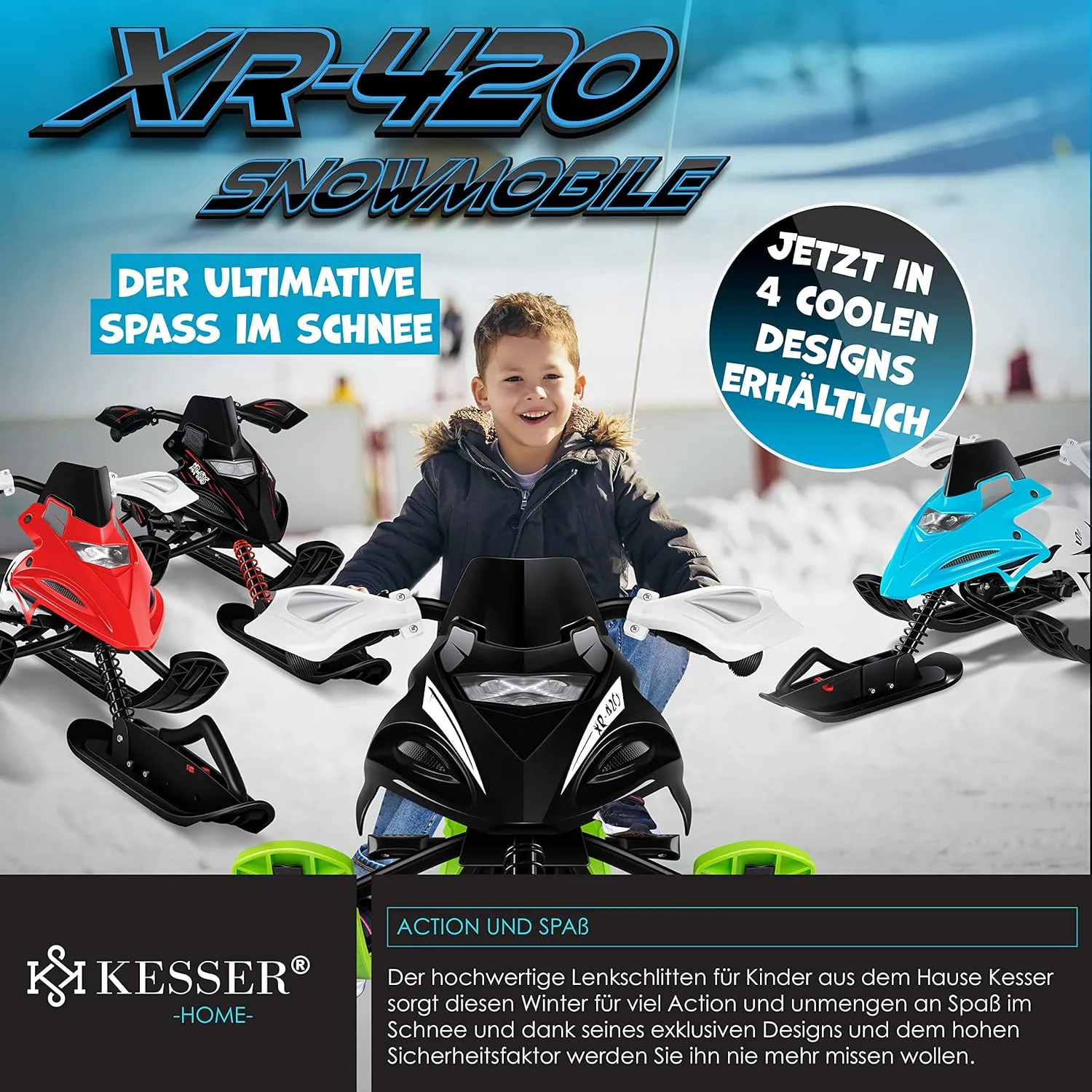 Luge dirigeable avec 2 Freins  Pied | Cble de Traction Automatique | Suspension | Direction sur Patins | Bob Luge pour Enfants - Fitnessterapy