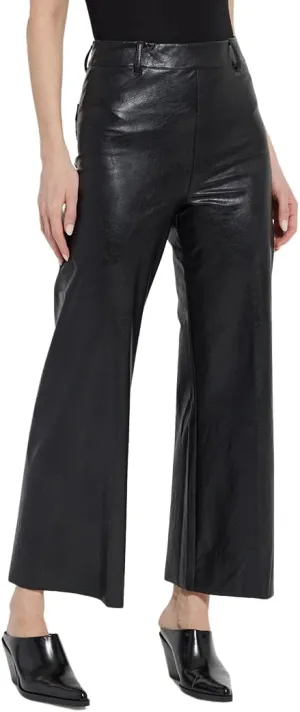 Lyss Vegan Leather Wide Leg Pants  Faux Leather Pants for Women and High Waisted Ankle Pants