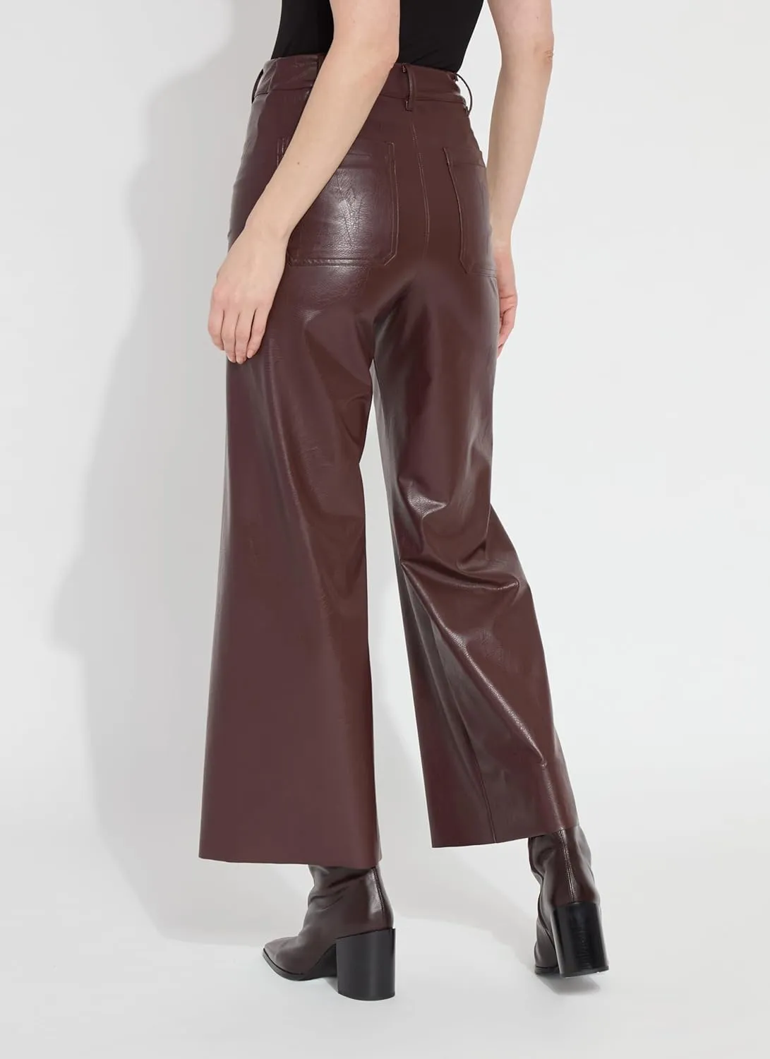 Lyss Vegan Leather Wide Leg Pants  Faux Leather Pants for Women and High Waisted Ankle Pants
