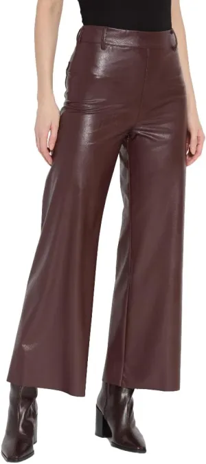 Lyss Vegan Leather Wide Leg Pants  Faux Leather Pants for Women and High Waisted Ankle Pants