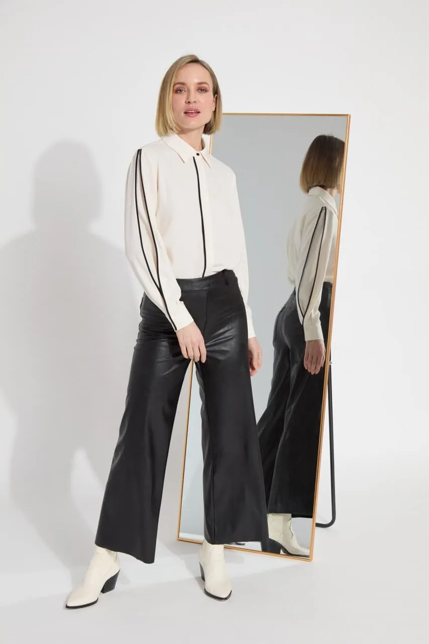 Lyss Vegan Leather Wide Leg Pants  Faux Leather Pants for Women and High Waisted Ankle Pants