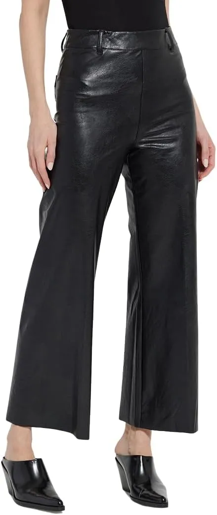 Lyss Vegan Leather Wide Leg Pants  Faux Leather Pants for Women and High Waisted Ankle Pants