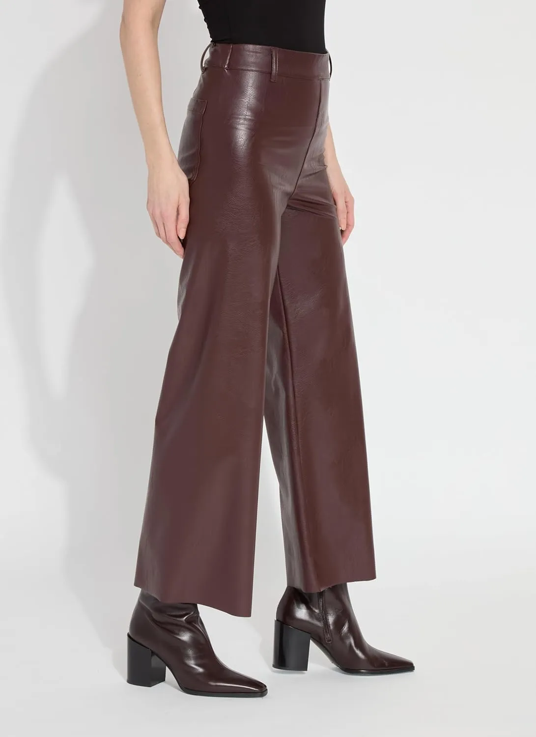 Lyss Vegan Leather Wide Leg Pants  Faux Leather Pants for Women and High Waisted Ankle Pants
