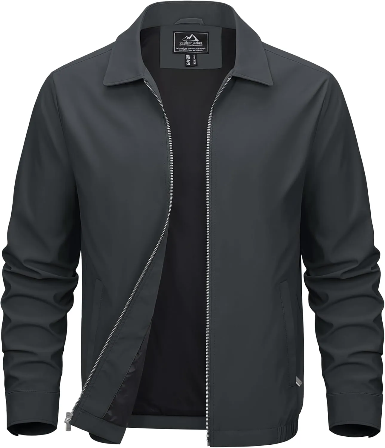 MAGCOMSEN Men's Lightweight Jackets Full Zip Up Light Coat Laydown Collar Jacket Casual Windbreaker Jacket with Zip Pockets