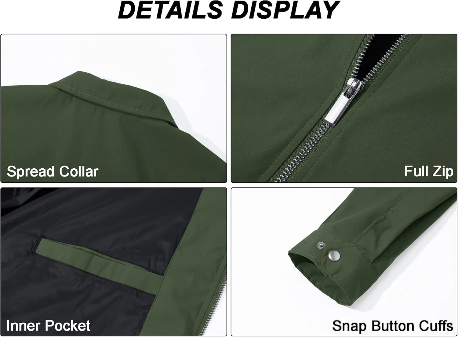 MAGCOMSEN Men's Lightweight Jackets Full Zip Up Light Coat Laydown Collar Jacket Casual Windbreaker Jacket with Zip Pockets