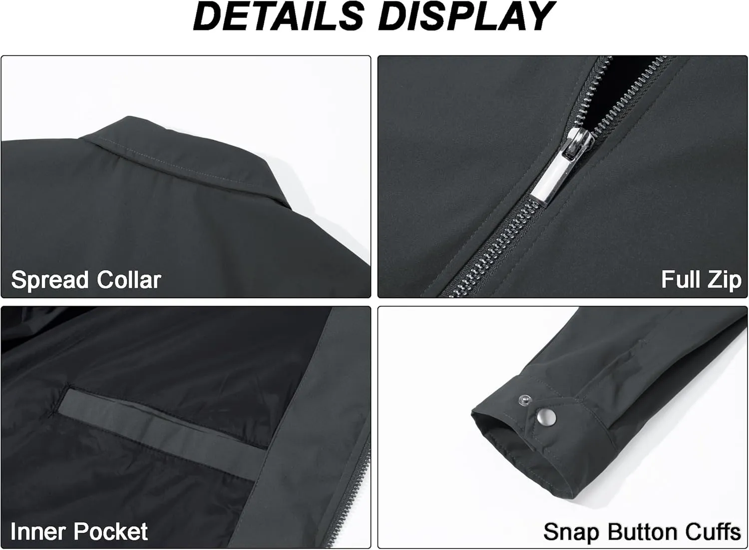 MAGCOMSEN Men's Lightweight Jackets Full Zip Up Light Coat Laydown Collar Jacket Casual Windbreaker Jacket with Zip Pockets
