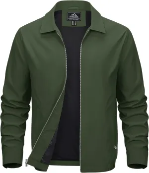 MAGCOMSEN Men's Lightweight Jackets Full Zip Up Light Coat Laydown Collar Jacket Casual Windbreaker Jacket with Zip Pockets