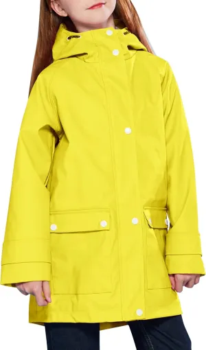 maoo garden Girls Rain Jackets Kids Waterproof Raincoat Lightweight Floral Lining Spring Windbreaker