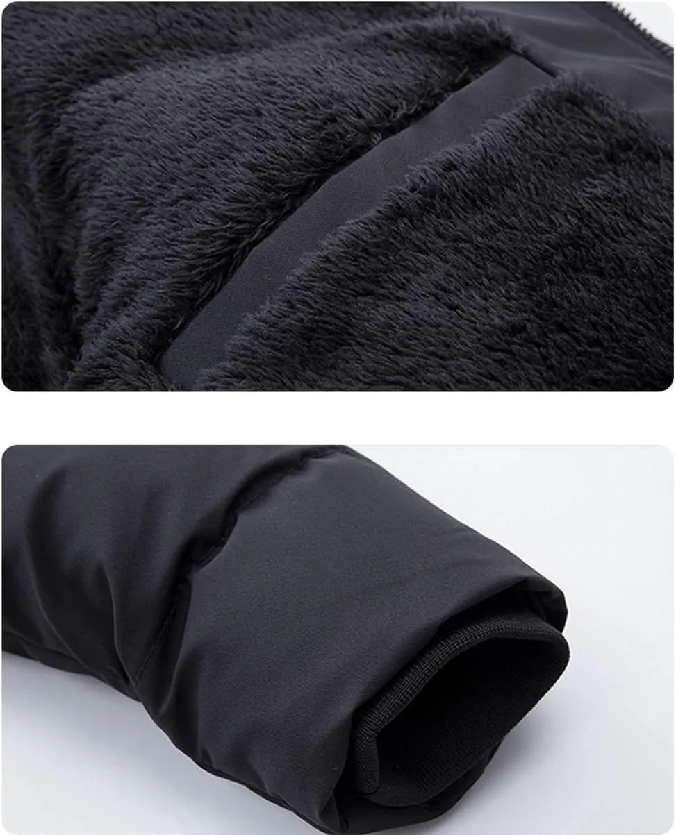 Men Hooded Parka Jacket Mid Length Warm Thicken Cotton Coats Collar Detachable Casual Padded Jackets