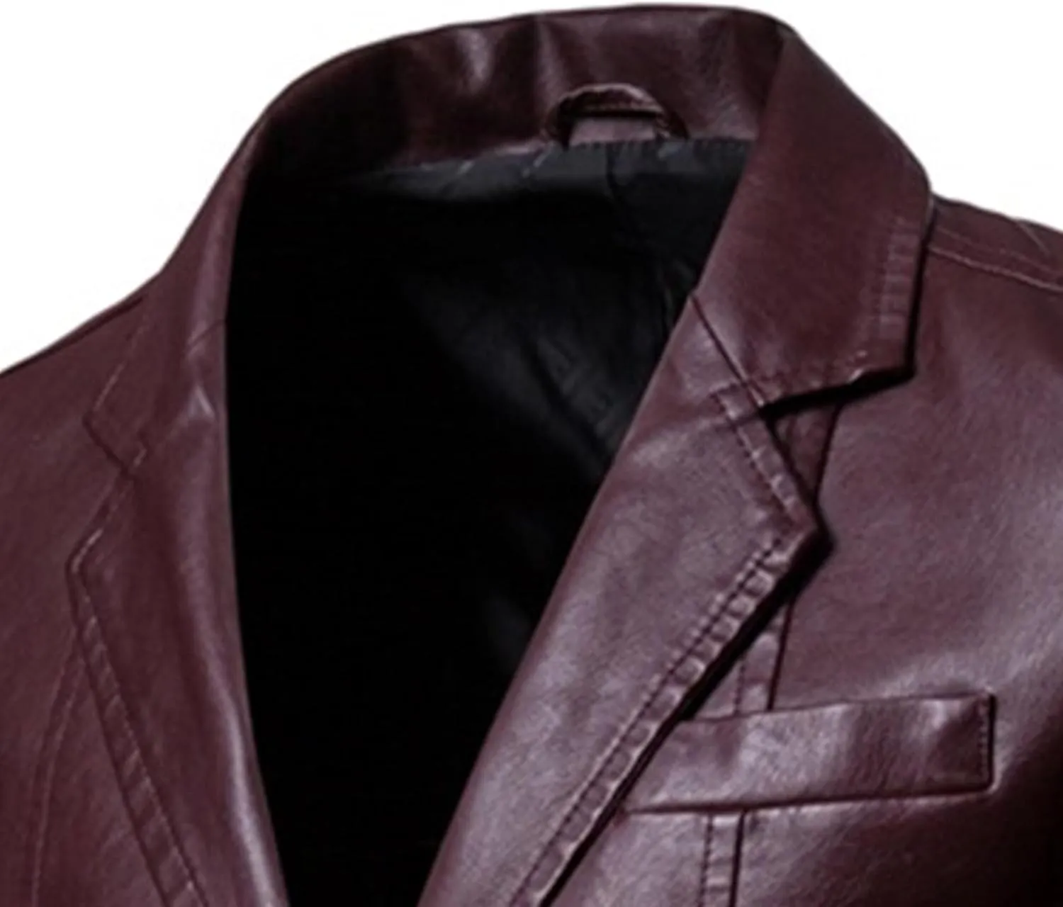 Mens 2 Button Leather Blazer Jacket Faux Leather Sport Suit Coat Regular Fit Lined Business PU Jackets