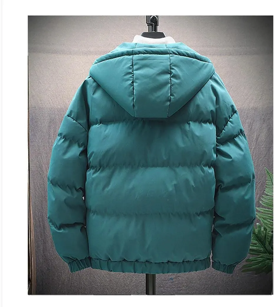 Men's Winter Thicken Cotton Padded Jacket Hooded Windproof Warm Parkas Coat Fashion Loose Fit Male Outerwear