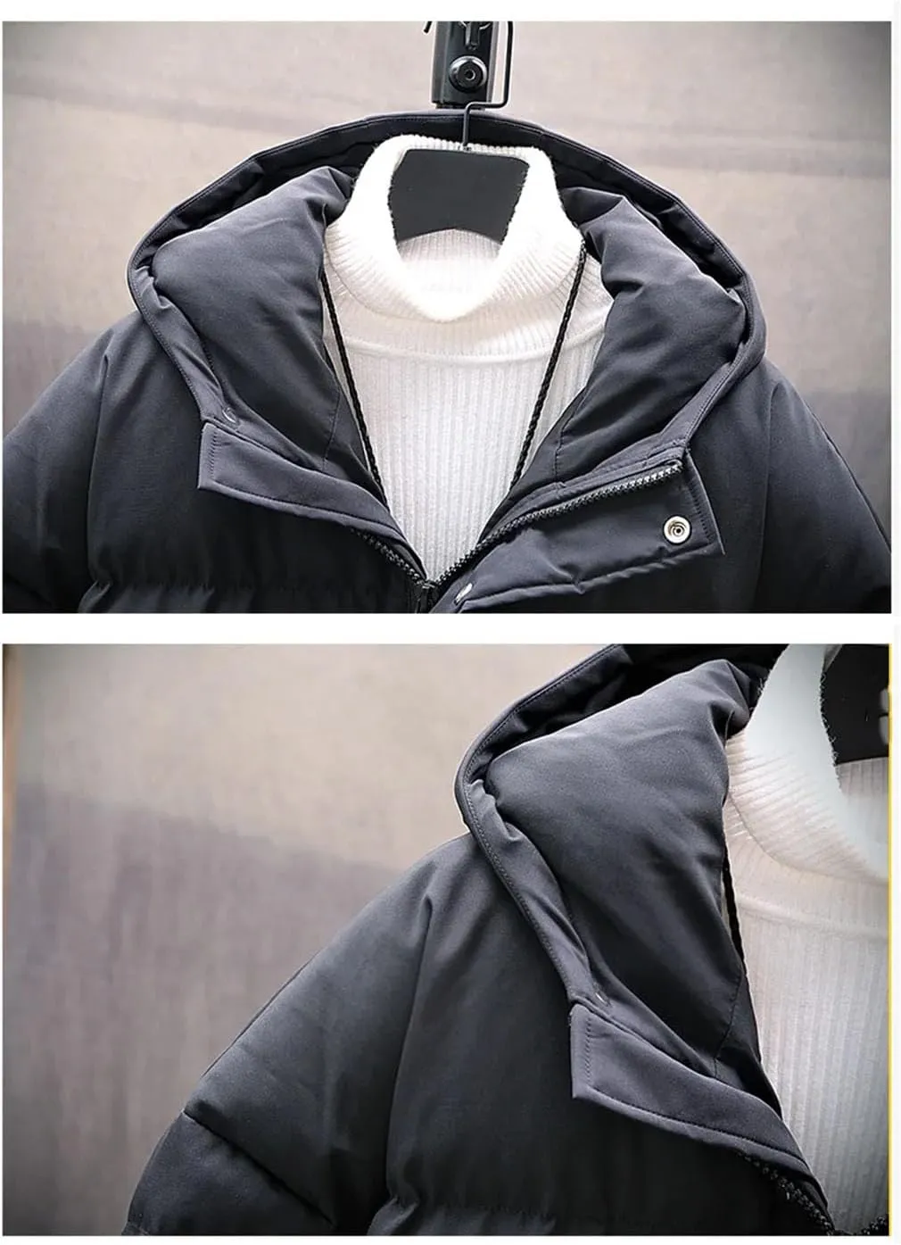 Men's Winter Thicken Cotton Padded Jacket Hooded Windproof Warm Parkas Coat Fashion Loose Fit Male Outerwear